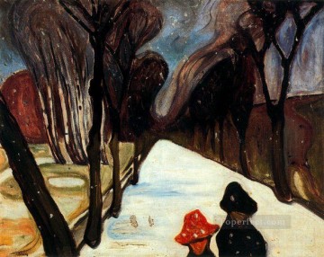 Nieve cayendo en el carril 1906 Expresionismo de Edvard Munch Pinturas al óleo